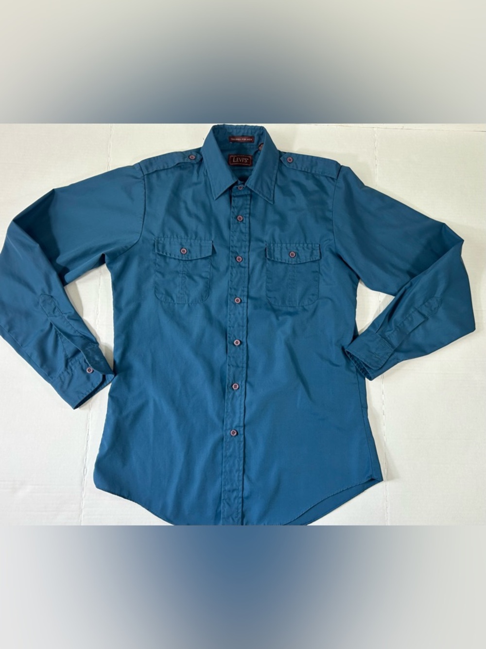 Vintage Levi's Men's Teal Blue Button-Down Shirt